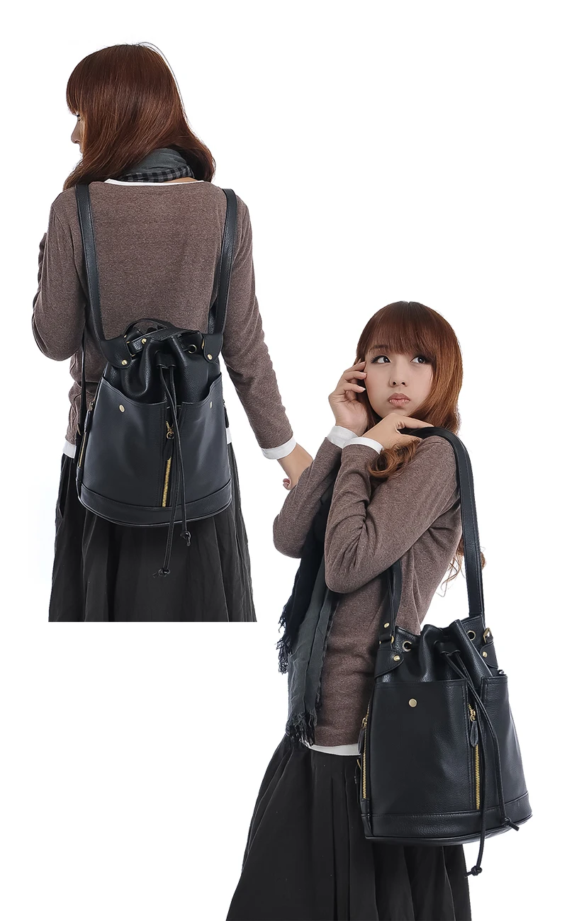 2019 Сумки-мешки винтажные кожаные сумки на шнурке высококачественные женские