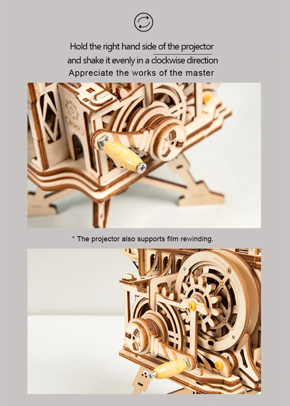 Robud, новинка, сделай сам, 3D деревянная головоломка, винтажный кинопроектор, механическая модель, строительные наборы, деревянные игрушки для детей, LK601