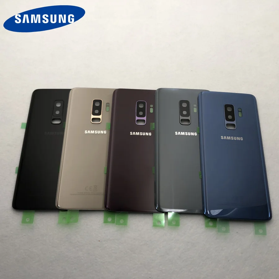 Для samsung Galaxy S9 G950 S9 Plus G965 S9+ стеклянная задняя крышка батарейного отсека для дверного корпуса Замена запчастей наклейка стекло для камеры