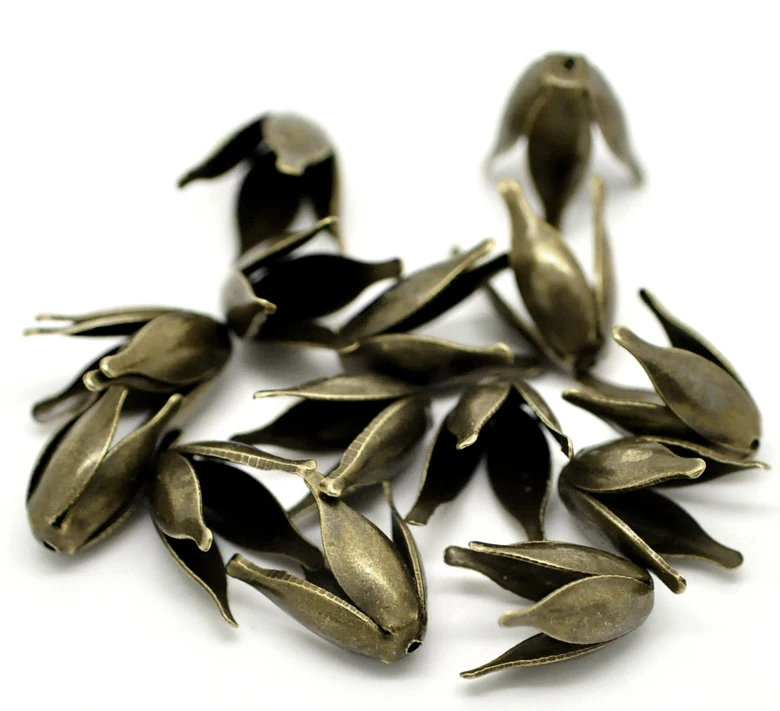 DoreenBeads бусины из сплава колпачки Цветок Античная бронза(подходит для 10,0 мм бусины) 13,0 мм(4/") х 8,0 мм(3/8"), 20 шт новинка