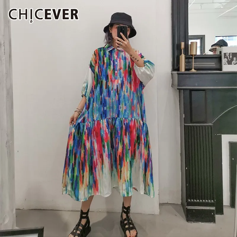 Женское платье CHICEVER Повседневное до середины икры большого размера с отложным