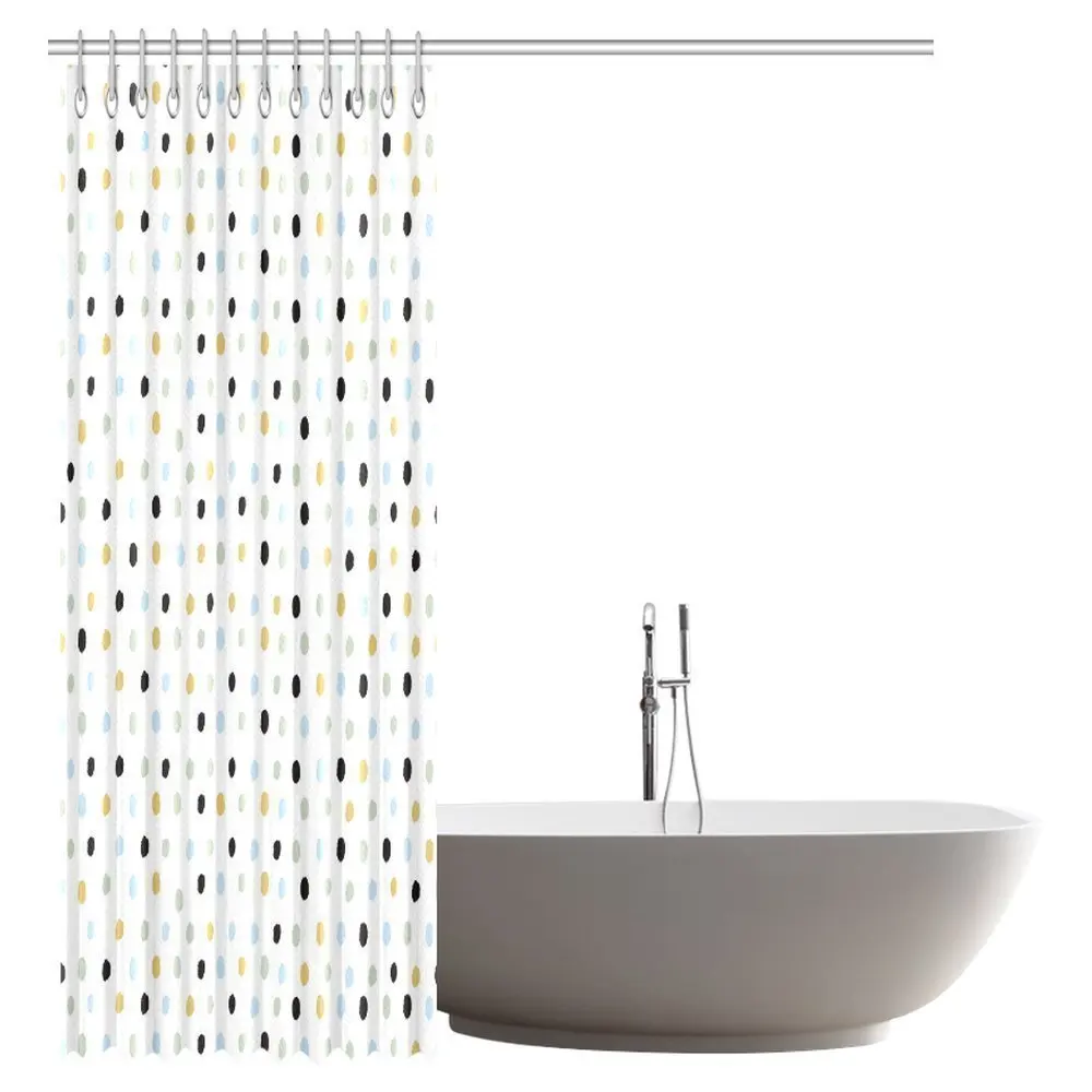 Современные чернил кисти линии занавески для душа модный грязный узор в горошек