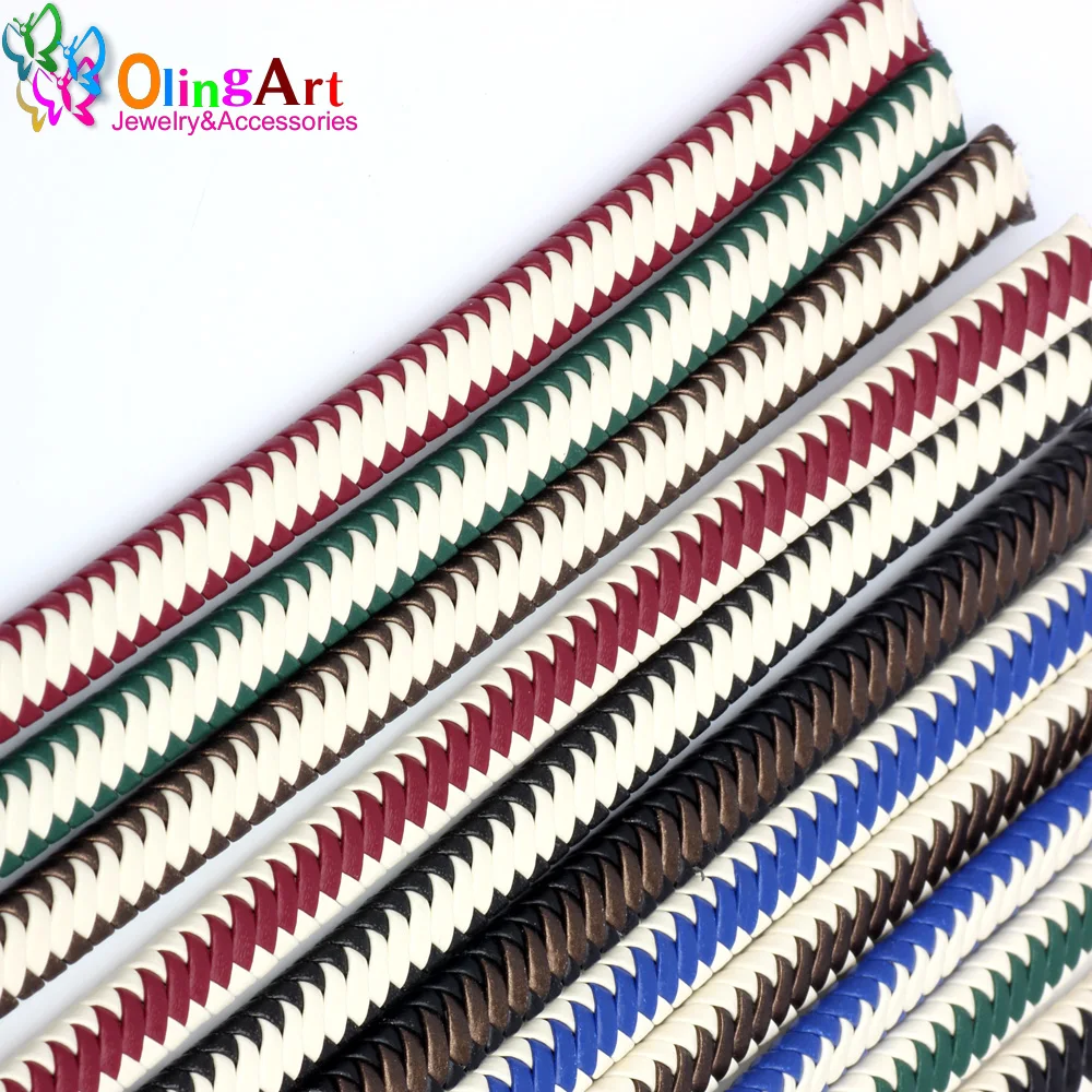 OlingArt новейшие высококачественные плоские плетеные шнуры из ПУ кожи 9 мм Ручная