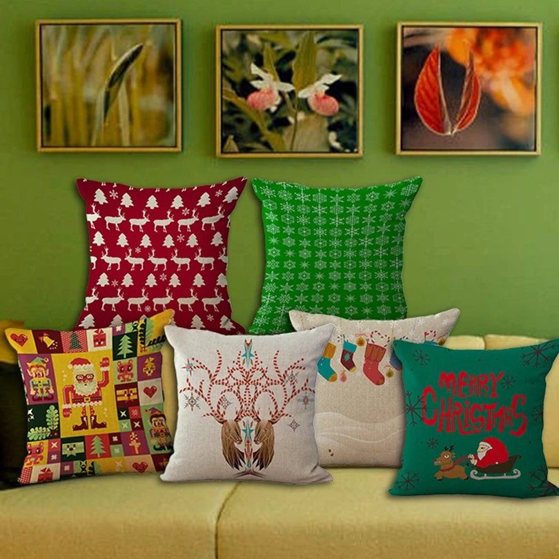 

1 piece famous designer Christmas Holiday Cartoon Series hug pillow cover Decorative Home Chair Throw Pillows Case 45*45cm