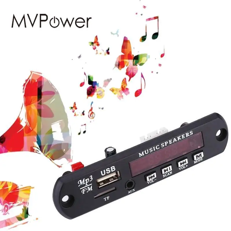 MVpower автомобилей MP3 музыка WMA доска аудио модуль Поддержка FM TF радио AUX