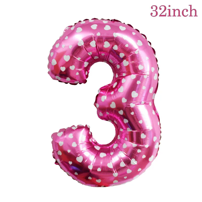 Pink 3 32 дюймов золотое серебряное число фольги Воздушные шары цифры для дня рождения, свадьбы украшения шар в форме буквы события вечерние поставки - Цвет: Pink 3