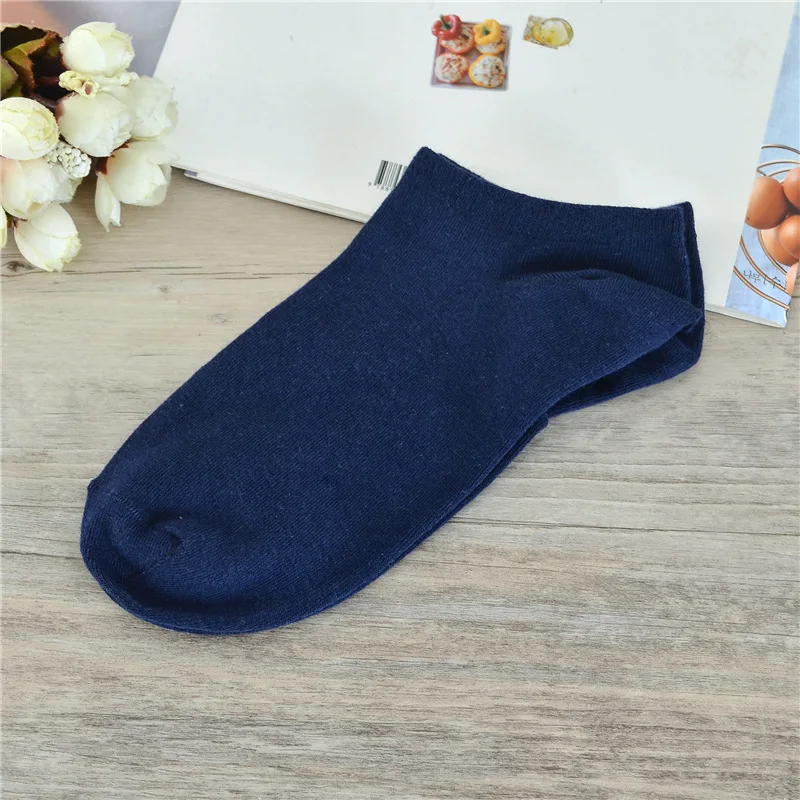 NavyBlue Весенне-летние мужские хлопковые короткие носки для мужчин; деловые повседневные однотонные короткие мужские носки; носки-тапочки; 6 шт.; 3 пар/лот - Цвет: NavyBlue