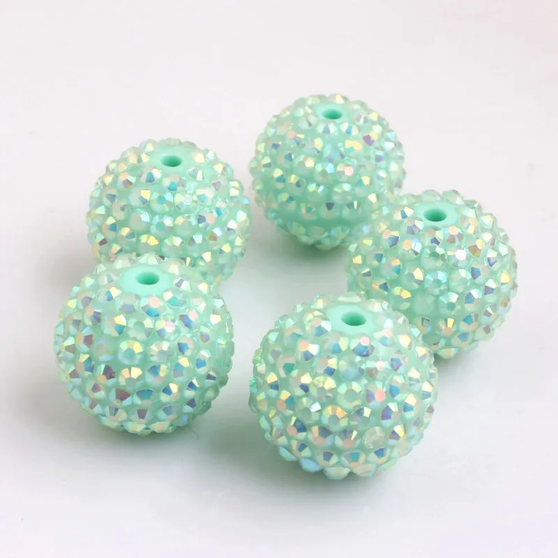 mint green Kwoi Vita пастельные разноцветные AB массивные полимерные стразы, бусины для пасхи, Детские ожерелья 20 мм - Цвет: mint green