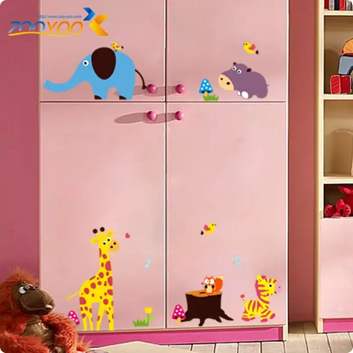 Джунгли диких животных Жираф наклейки на стену в виде слона для детской комнаты