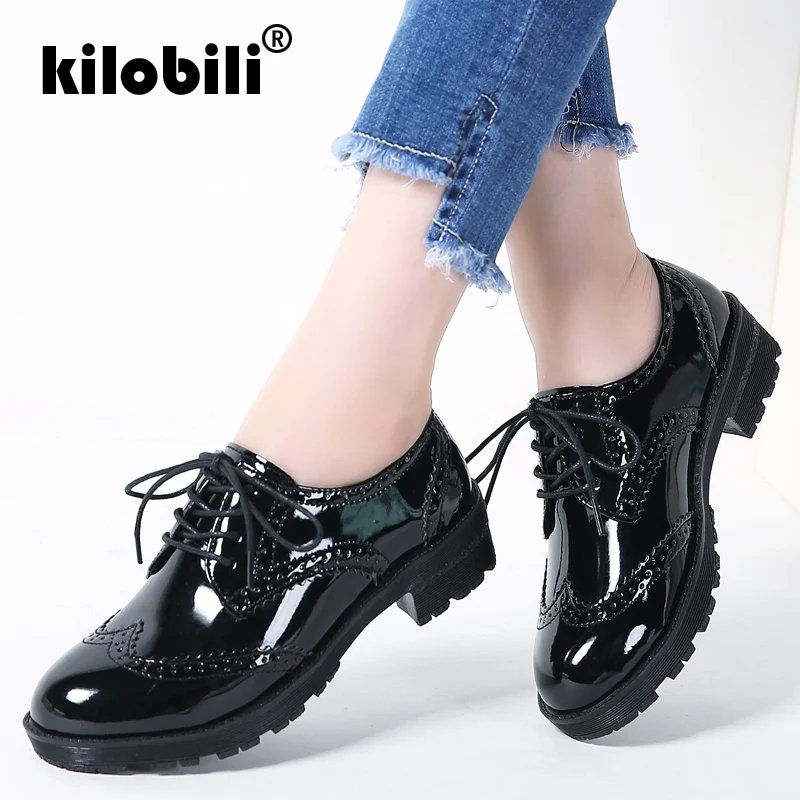 Kilobili/2019 весенние женские туфли оксфорды с перфорацией типа броги лодочки на