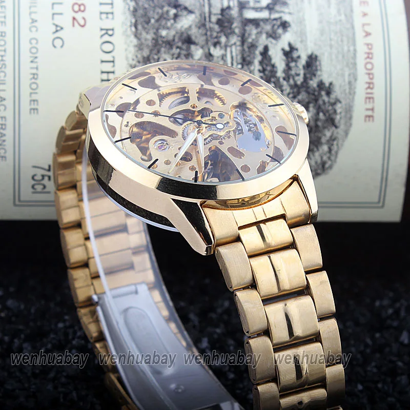 Часы наручные автоматические механические с автоподзаводом и скелетом из