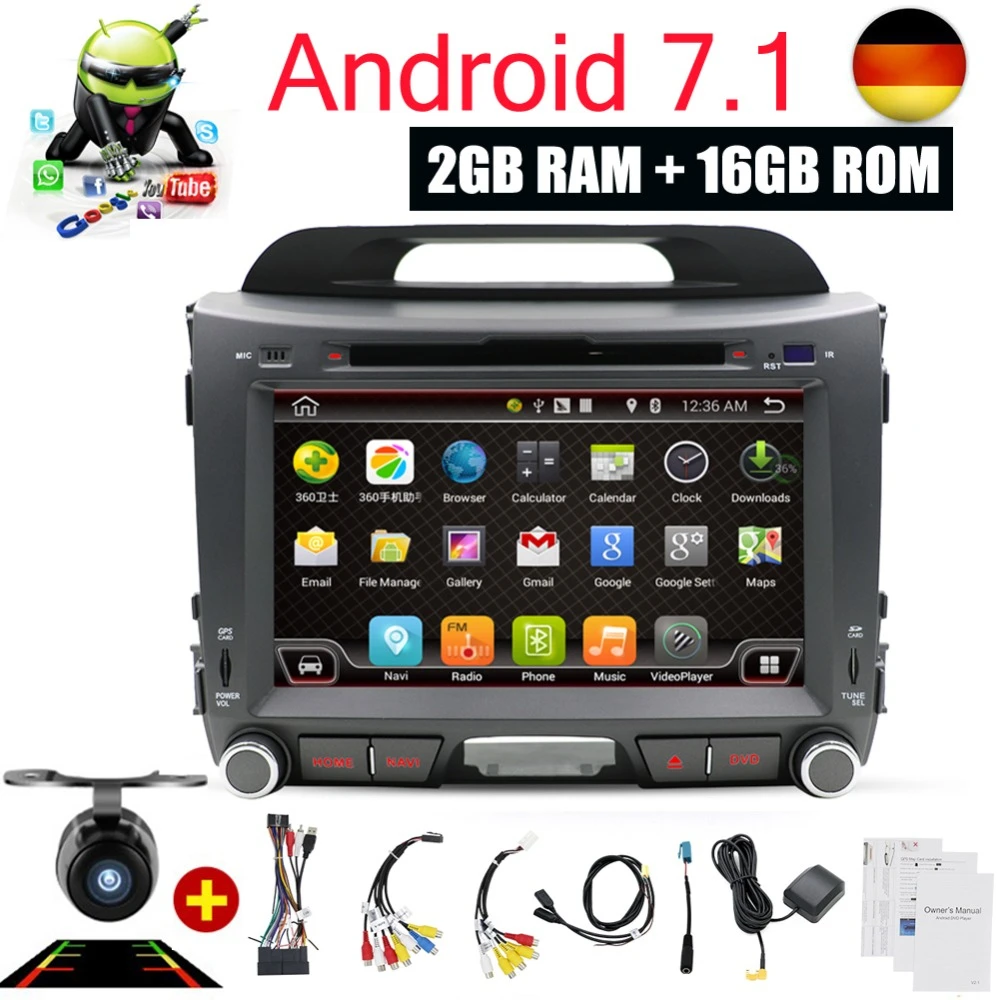 Android 7 1 автомобильный Радио dvd плеер gps навигация Авторадио Bluetooth Wifi USB AUX DAB для Kia