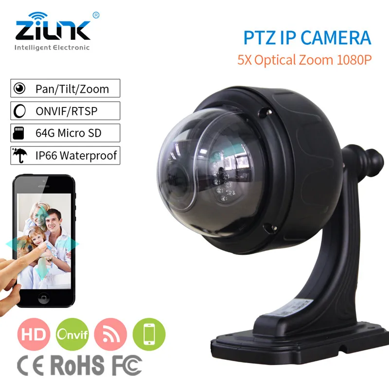 ZILNK IP камера 1080P HD уличная скоростная купольная камера PTZ 5X Zoom Беспроводная Wifi сеть Onvif P2P 2.0MP CCTV камера безопасности