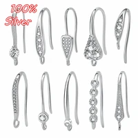 real 925 sterling silver color ear hook micro inlaid zircon earrings gold plated manual diy jewelry making component accessories