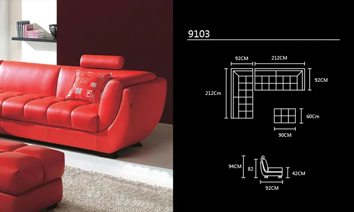Бесплатная доставка Топ Зерно крупного рогатого скота кожаный диван с Османской