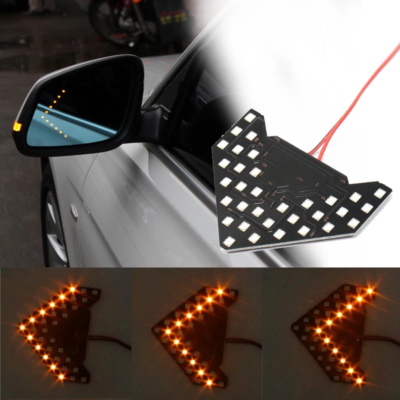 

Niscarda Auto Car Side Mirror Light LED Flowing Turn Signal Indicators Arrow 33 SMD Sequential Arrows Yellow Lamp