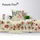 Цветочный чехол для подушки, ботанические Чехлы для подушек, весенний цветочный домашний женский чехол из льна
