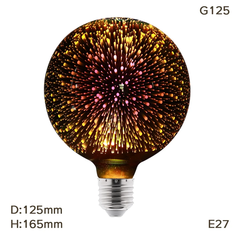 3D G125 Bulb 3D E27 светодиодный лампы 220V Красочные фейерверки светодиодный лампы Эдисона Праздник Рождественская звезда декорация Bombillas lampada светодиодный потолочный светильник Lamparas - Испускаемый цвет: 3D G125 Bulb