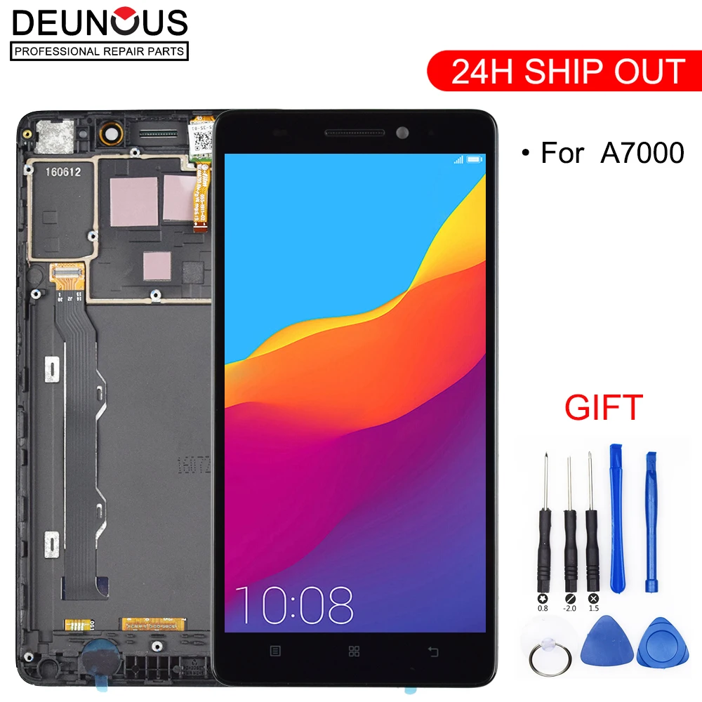 Оригинальный ЖК-дисплей 5 дюйма для LENOVO A7000 сенсорный экран с рамкой дигитайзер