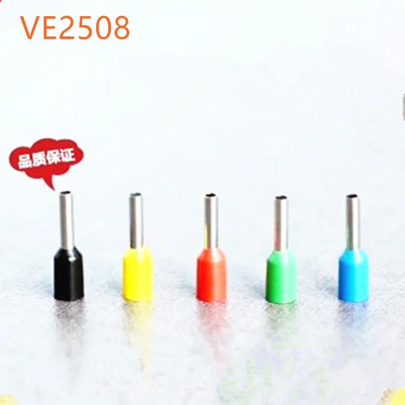 

1000pcs E2508 Tube insulating terminals 2.5MM2 Insulated Cable Wire Connector Insulating Crimp Terminal Connector