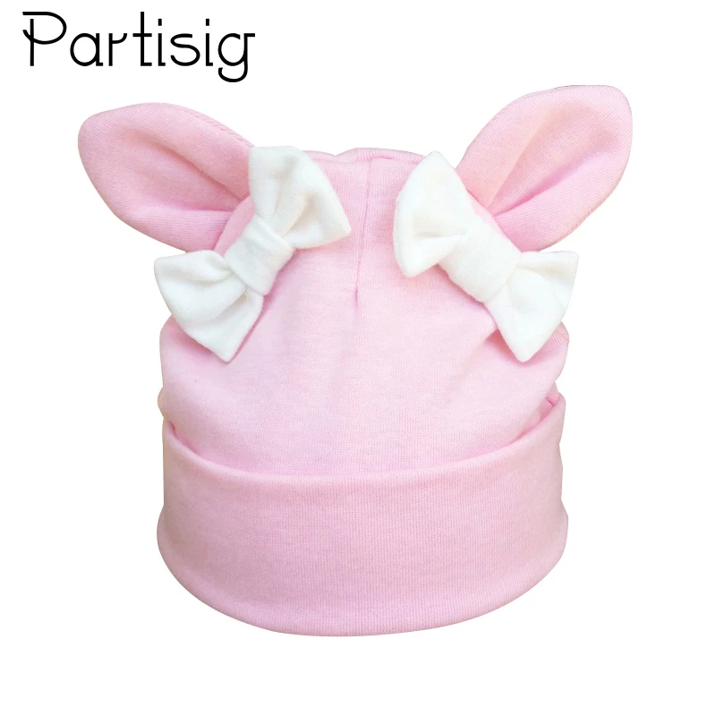 

Autumn Winter Toddler Girls Rabbit Ear Bow Knot Cotton Beanie Hat For Kids Cartoon Cute Baby Hats Bonnet