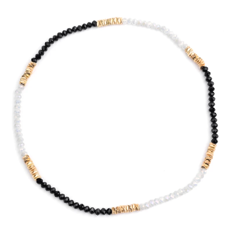 BOJIU Trendy Faceted Green Gray Crystal Beads Women Bracelet Classic Elastic Handmade Lady Multiplayer Bead Bracelet Gift BC240 - Окраска металла: 3-Black White Gold