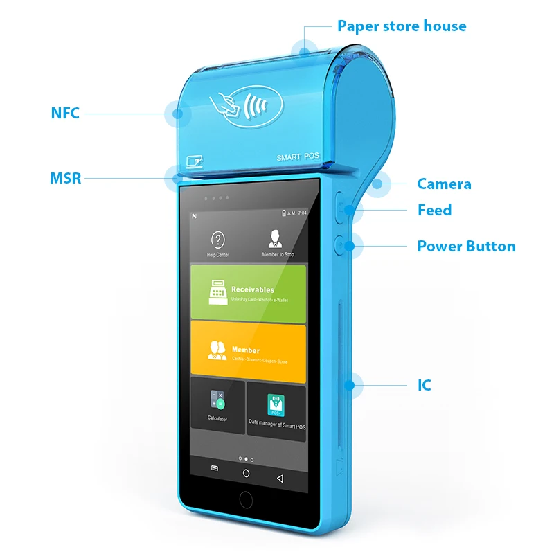 Портативный pos терминал EMV PCI Сертифицированный мобильный платёж Android машина с NFC