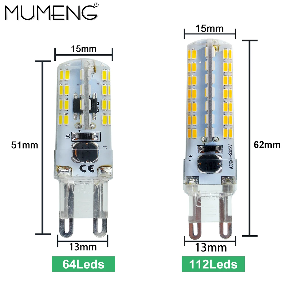 mumeng G9 LED Bulb 64 112pcs led Lamp SMD3014 Ampoule 110V 220V Light Energy saving Lampara for home chandelier 5/10X | Лампы и