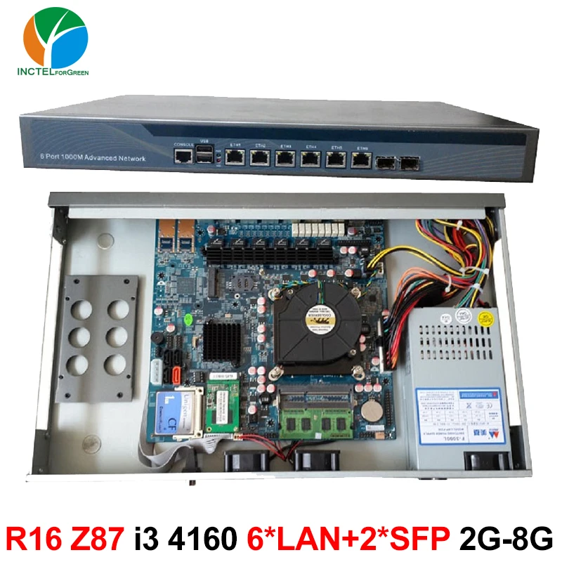 Набор микросхем Intel Z87 Express 6 процессор 82574L Gigabit Ethernet 2 оптический i3 4160 брандмауэр
