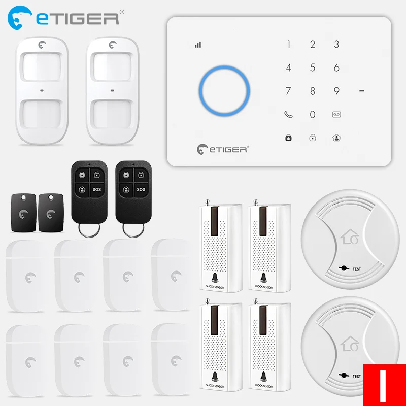 SET I ETiger S3B Одежда высшего качества GSM Беспроводной ПИР Главная охранной сигнализации системы Автодозвон Dailer SMS вызова белый Панель - Цвет: SET I