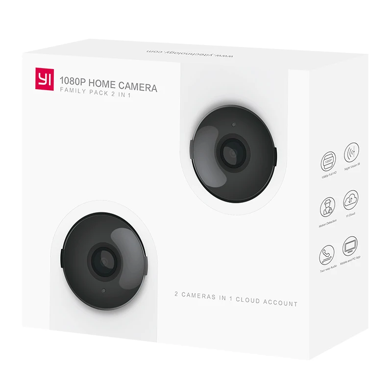 YI 2 шт., 1080 p, домашняя камера, беспроводная ip-камера для безопасности в помещении, система наблюдения, обнаружение движения, ночное видение, YI Cloud, доступно