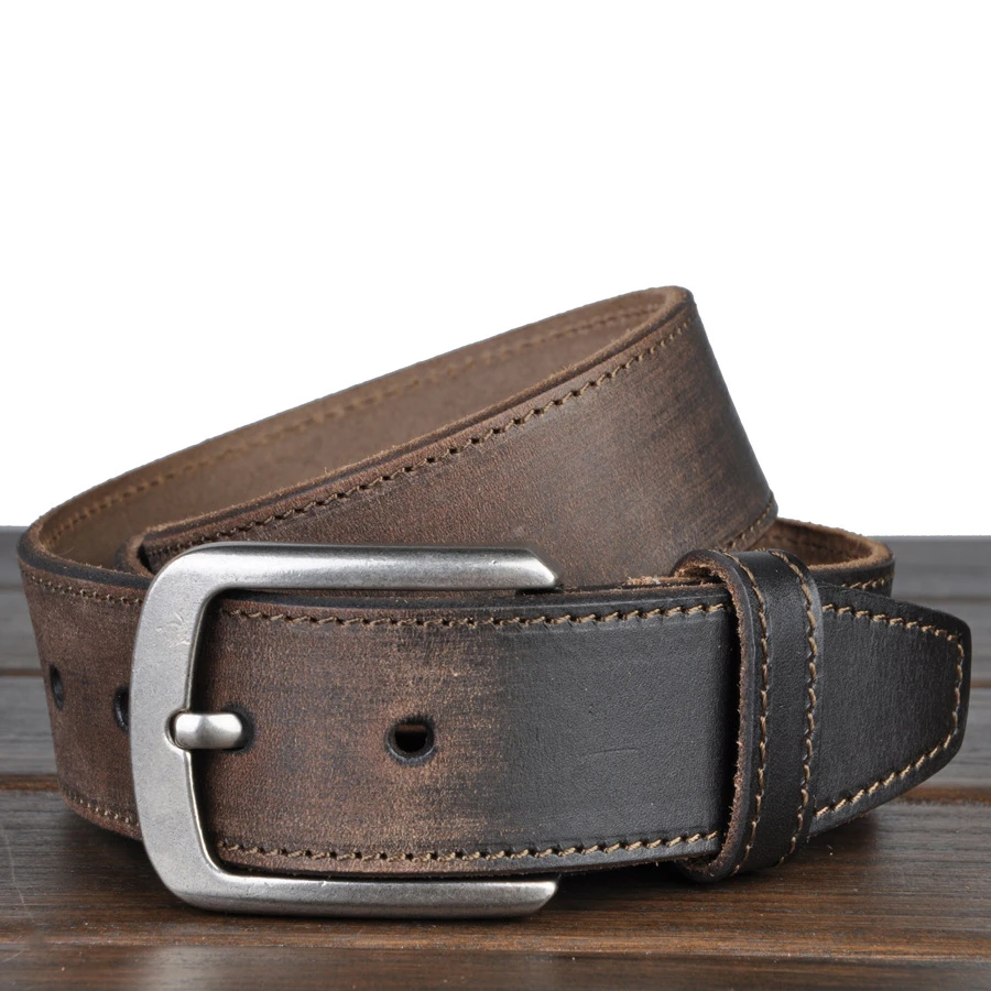Ремень мужской из натуральной воловьей кожи в ковбойском стиле|jeans belt men|leather belts for
