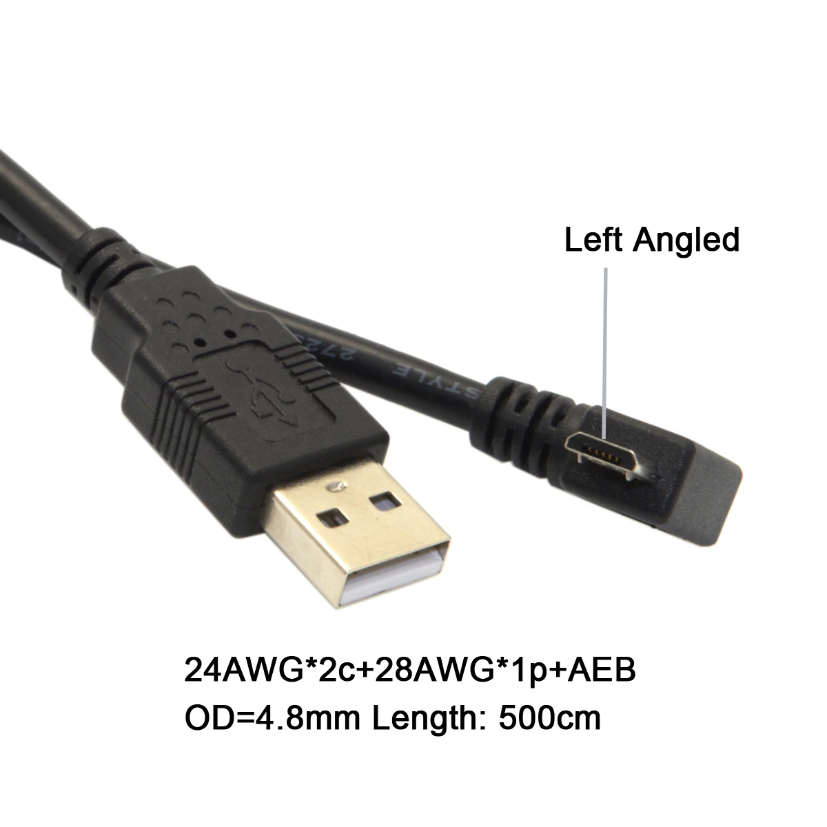 CableCC CY 5 meters 16ft Left Angled 90 Degree Micro USB Male to USB 2.0 Data Charge Cable for Cell Phone & Tablet
CableCC CY 5 meters 16ft Left Angled 90 Degree Micro USB Male to USB 2.0 Data Charge Cable for Cell Phone & Tablet