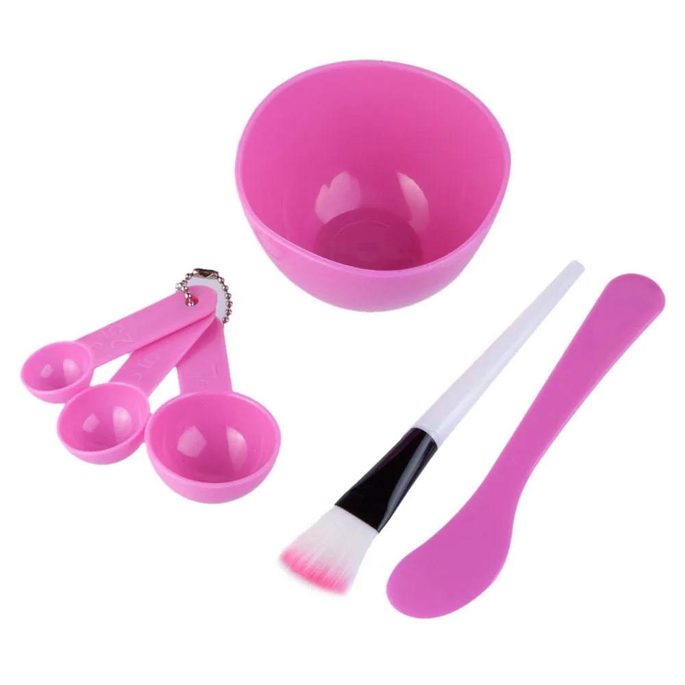 Hot Sale Plastic 4 In 1 Diy Facial Beauty Mask Bowl Women Ladies Cosmetic Tool Mixing Spong Brush With Stick Set |