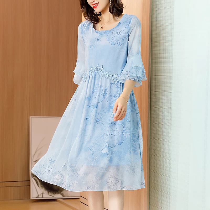 Светильник синее шифоновое платье размера плюс большие платья для вечеринок