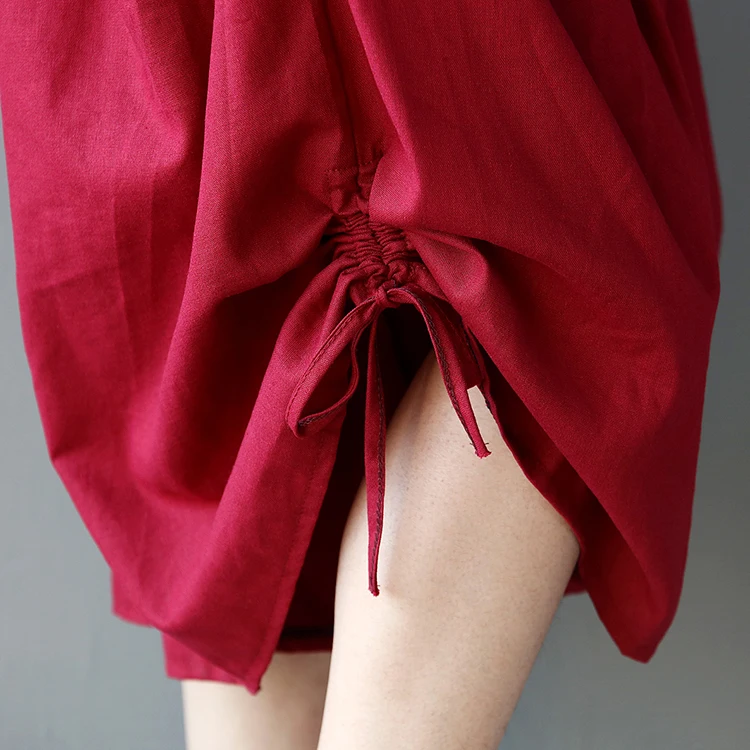 Женские Брюки-Капри с широкими штанинами красные и черные свободные