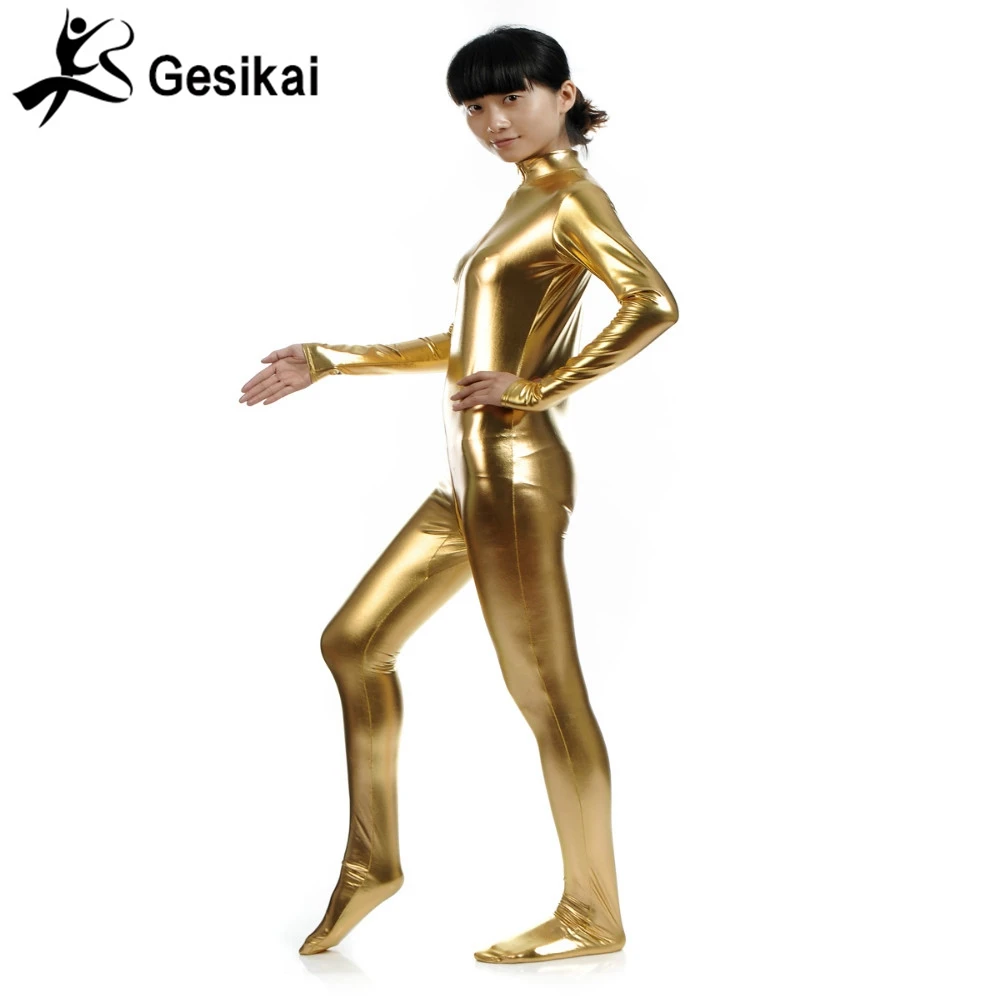 Поставляется в течение 24 часов Женский Блестящий металлический костюм кошка с