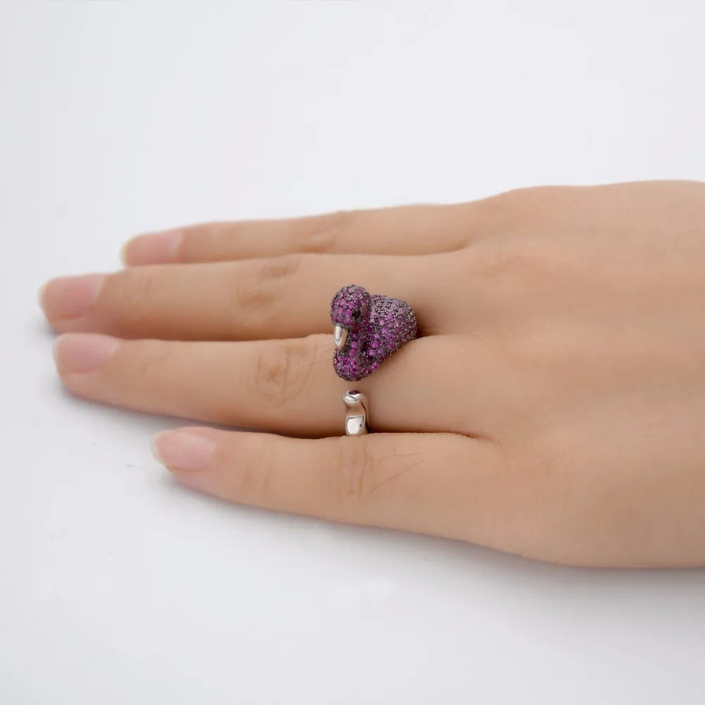 Кольцо для коктейлей Tuliper из серебра 925 пробы с кубическим цирконием|statement ring|fashion
