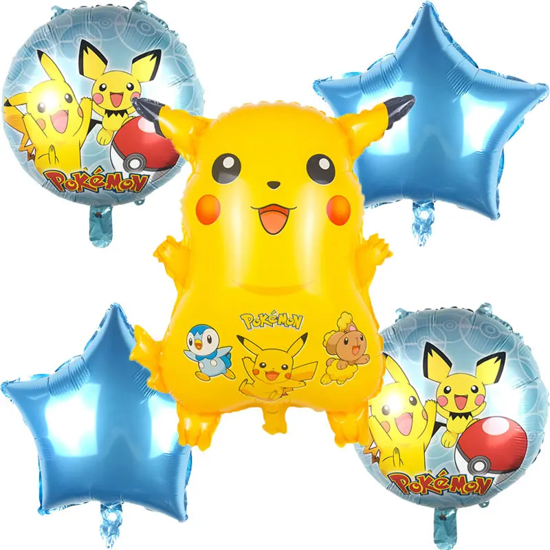 5pcs 5 шт./компл. мультфильм с персонажем Пикачу из игры покемон Гоу Фольга воздушные шары воздушные надувные игрушки гелиевые шары День рождения Декор поставки - Цвет: 5pcs