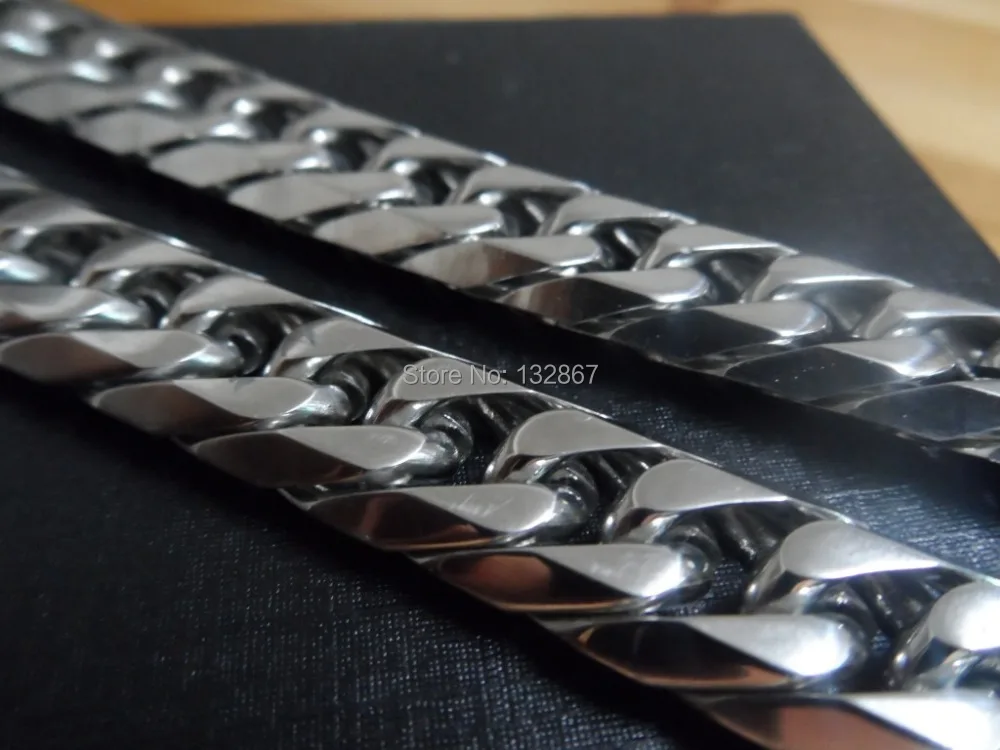 Крупное мужское колье из полированной нержавеющей стали 22-40 дюймов шириной 15 мм