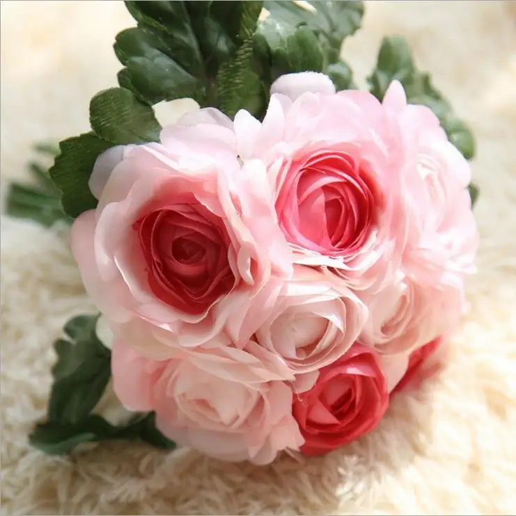 Свадебный букет ручной работы искусственный цветок 4 вида цветов розовый casamento