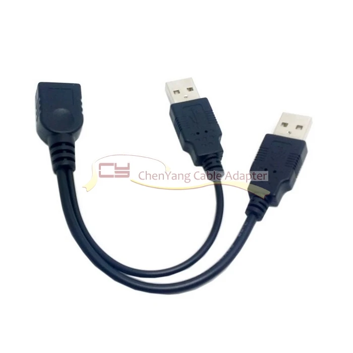 CY Black USB 2.0 Female A to Dual Male Extra Power Data Y Extension Cable for 2.5&quot Mobile Hard Disk | Компьютеры и офис