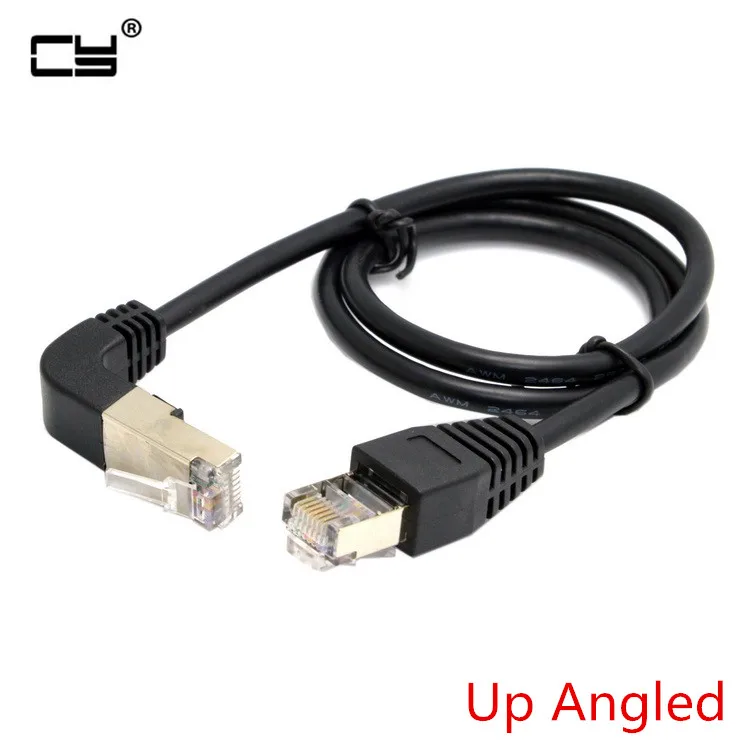 Сетевой патч корд 8P8C STP Cat 5e Lan Ethernet 90 градусов на прямой кабель 50 см 100 200 300 500