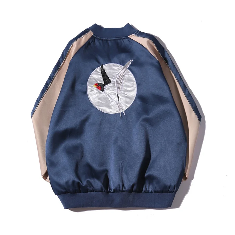 Мужская и Женская бейсбольная куртка с вышивкой птицы Повседневная Молодежная