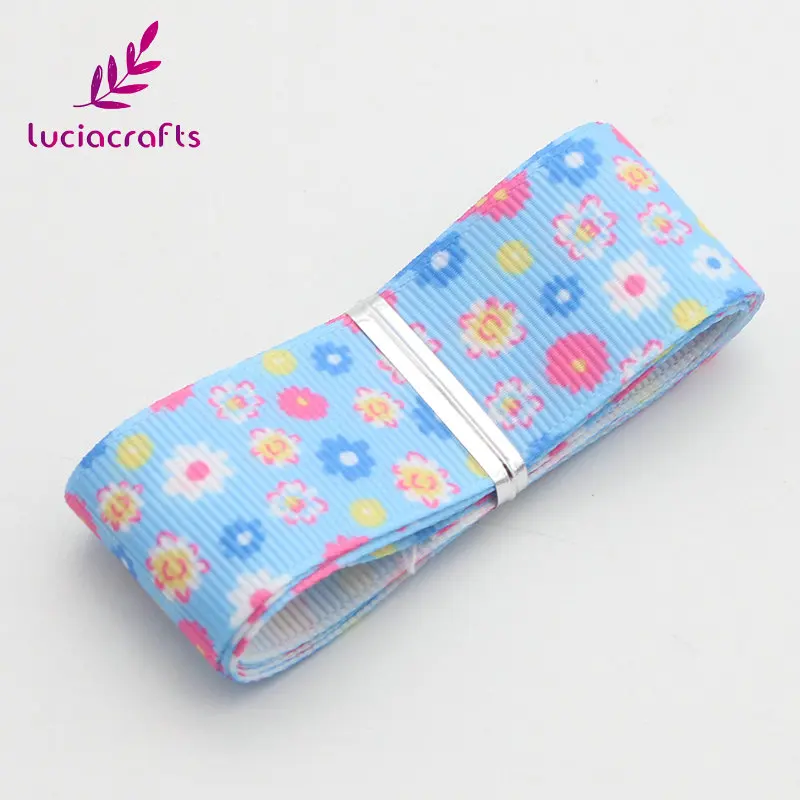 Sky blue 5y Lucia Crafts 5y/8y 25 мм Grosgrain печатные упаковочные ленты DIY Швейные аксессуары для волос ручной работы материал S0806 - Цвет: Sky blue 5y