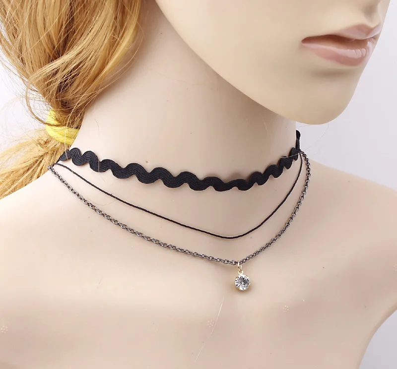 Новинка 2017 роскошные черные бархатные ожерелья чокер ювелирные изделия