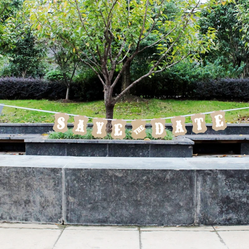 Винтажная гирлянда &quotсохранить дату&quot Флаги свадьбы Гирлянда баннер для