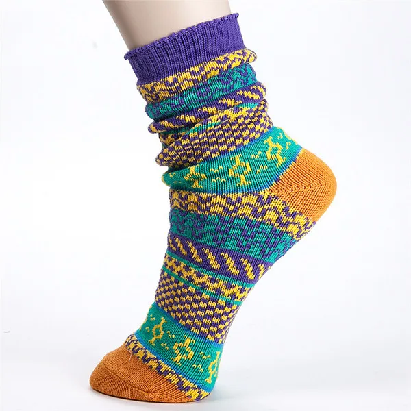 Женские осенне-зимние утолщенные теплые хлопковые носки в стиле ретро, женские повседневные домашние носки, женские модные длинные носки, 5 пар/лот - Цвет: s5