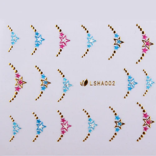 24 листа золотые металлические наклейки для ногтей с 3D красочными стразами