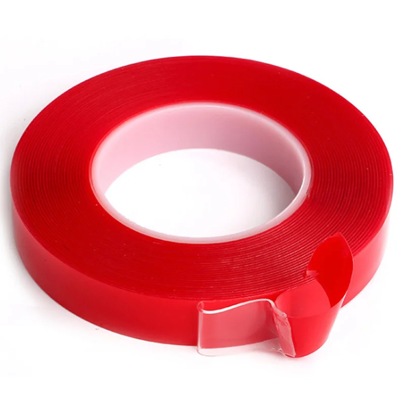 Red 3Mx10mm Прозрачная прочная двусторонняя клейкая лента 1m3m5m без цветной коробки без следа бесследная моющаяся клейкая лента нано невидимые гелевые - Цвет: Red 3Mx10mm